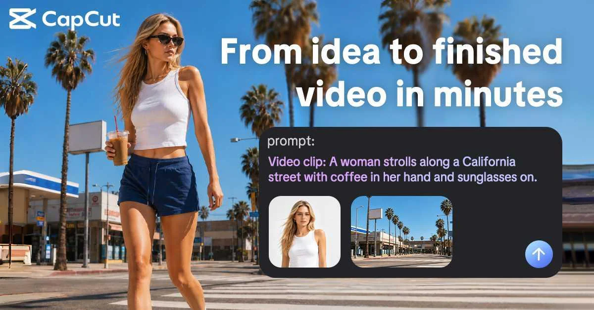 CapCut creative showing AI video generation from a prompt