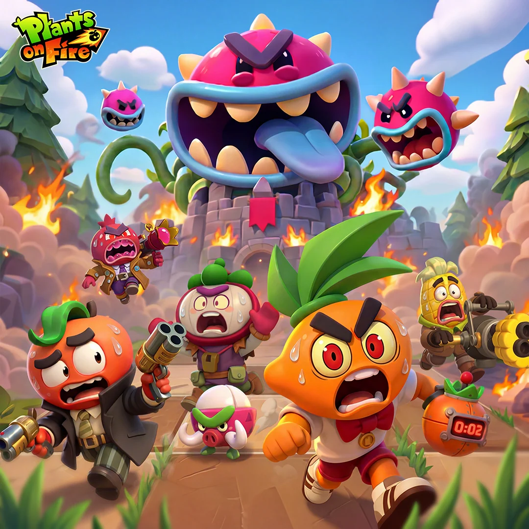 Plants on Fire Clash and Defend mobile game artwork